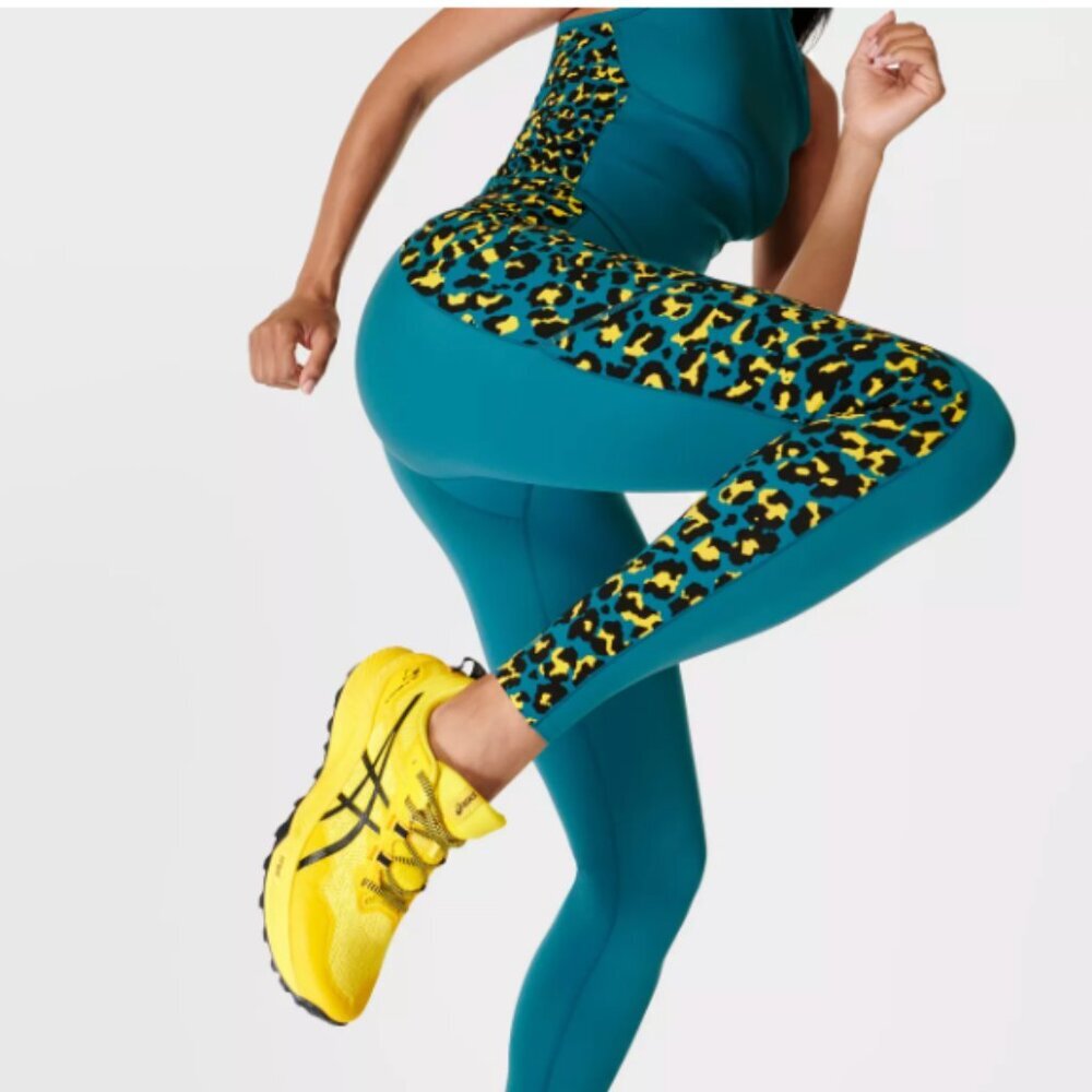 Sweaty Betty‎ Blue Leopard Print Leggings - Size 6